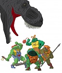 Перерисовка обложки "IDW#16" с использованием дизайна фигурок "Cave Turtles"