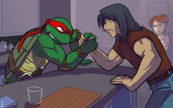 Raph vs Casey in epic battle  by sneefee