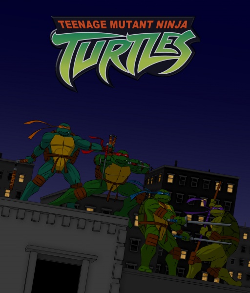 Перерисовка обложки первого номера комикса TMNT в стиле мультсериала 2003 г.