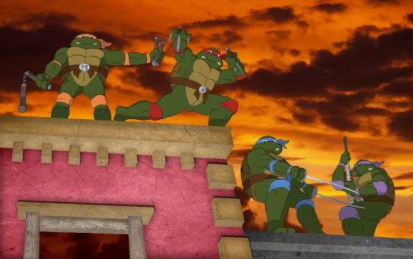 Перерисовка обложки первого номера комикса TMNT в стиле мультсериала 1987 г.