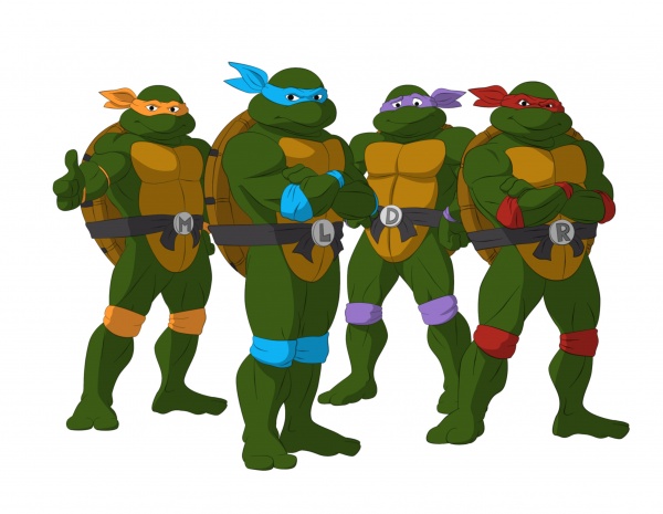 Перерисовка промо-рисунка мультсериала 2003 г. в стиле TMNT-1987