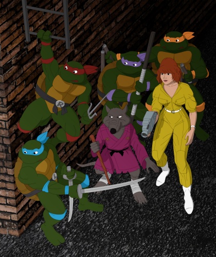 Перерисовка обложки "TMNT Adventures # 1" в стиле старого мультсериала: