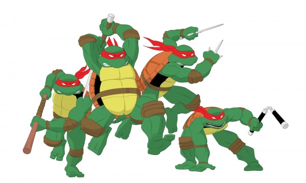 Перерисовка промо-картинки TMNT-2012 в Мираж-стиле