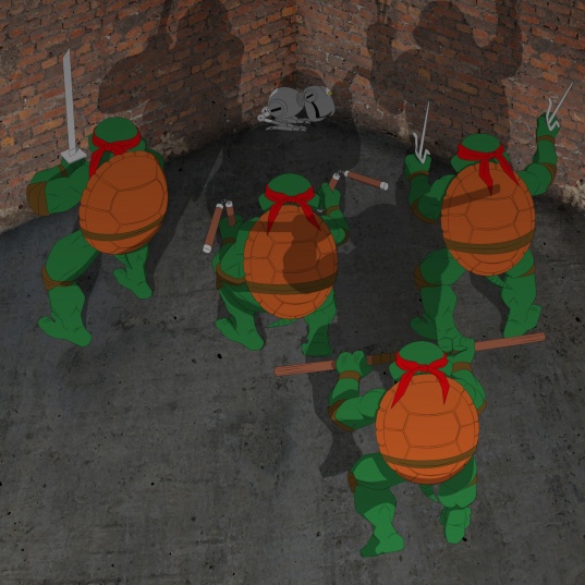 "Четверо на одного" (перерисовка обложки "TMNT#2" с другого ракурса)