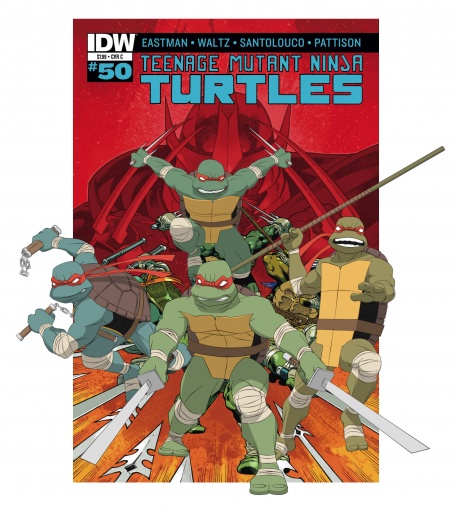 Черепашки стиля Dan Duncan (первый дизайн IDW) и обложка юбилейного выпуска "IDW#50"